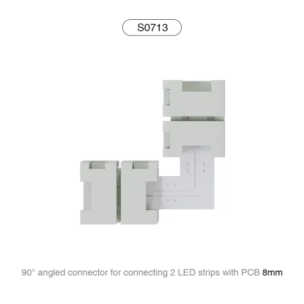 Connettore Agolare 90° per collegare 2 Strisce led  con PCB 8MM/Adatto per 140 LEDS-Connettori Strisce LED-S0713-HOOLED