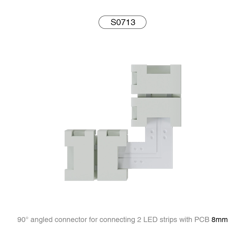 Connettore Agolare 90° per collegare 2 Strisce led  con PCB 8MM/Adatto per 140 LEDS-Connettori Strisce LED-S0713-HOOLED