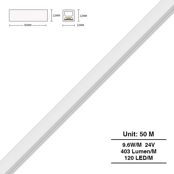 L50000*W12*H12mm SMD 3000K Ra90 IP65 120LEDs/m 24V STR423 Striscia LED silicone-Striscia LED-STR423 01-HOOLED