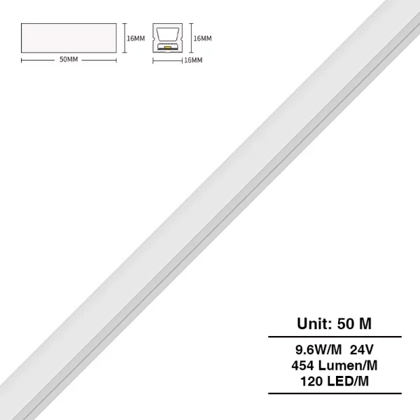 L50000*W16*H16mm SMD 3000K Ra90 IP65 120LEDs/m 24V STR433 Neon Flexy-Striscia LED-STR433 01-HOOLED