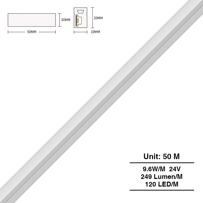 L50000*W20*H20mm SMD 4000K Ra90 IP65 120LEDs/m 24V STR444 Strisce LED silicone-Striscia LED-STR444 01-HOOLED