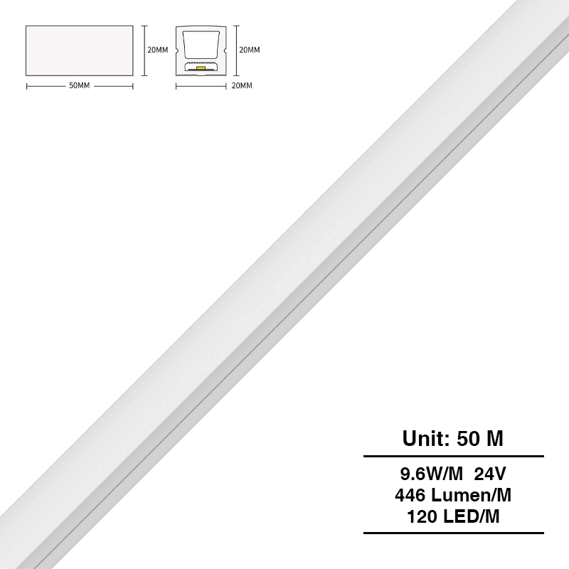 L50000*W20*H20mm SMD 4000K Ra90 IP65 120LEDs/m 24V STR454 Strip led neon-SMD Strisce LED-STR454 01-HOOLED