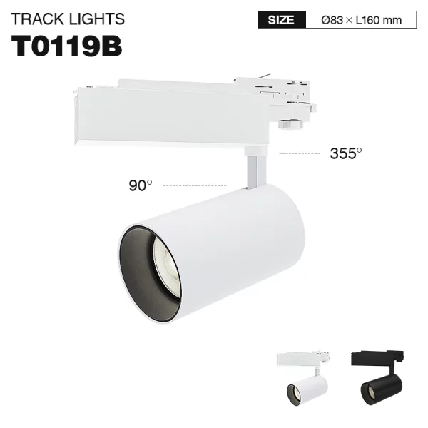 HT0119B 40W 4000K 36° Bianco illuminazione a binario led HTRL001-Faretti a Binario-T0119B 01-HOOLED