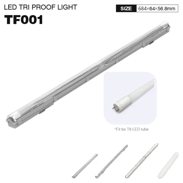 TF001 945lm 1*9W Plafoniera 1 tubi stagna Senza sorgente luminosa 60cm-Plafoniera Garage-TF001 01-HOOLED