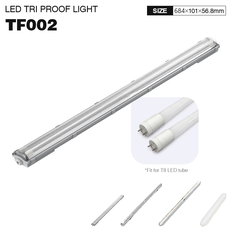 TF002 945lm 2*9W Plafoniera 2 tubi stagna Senza sorgente luminosa 60cm-Plafoniera Industrial-TF002 01-HOOLED
