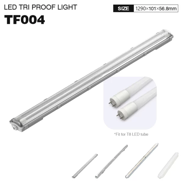 TF004 2x1900lm 2x18W Plafoniera 2 tubi stagna Senza sorgente luminosa 120cm-Plafoniera Garage-TF004 01-HOOLED