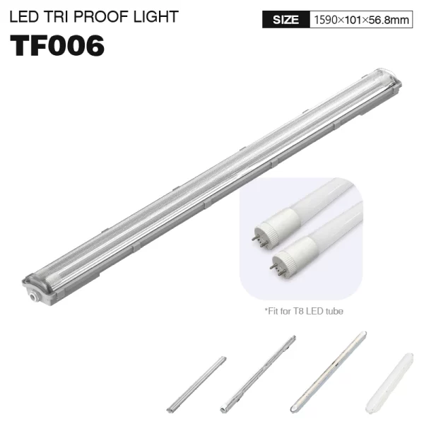 TF006 2x12520lm 2x24W Plafoniera 2 tubi stagna Senza sorgente luminosa 150cm-Plafoniera Industrial-TF006 01-HOOLED
