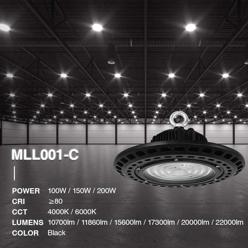 100W 4000K 90° Nero MLL011-C  Luci a Campata Alta-UFO LED-U0101 02-HOOLED