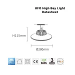 100W 6000K 90° Nero MLL011-C  Luci a Campata Alta-UFO LED-U0102 07-HOOLED