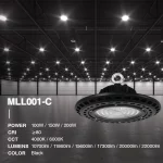 200W 6000K 90° Nero MLL011-C Luci a Campata Alta-UFO LED-U0106 02-HOOLED