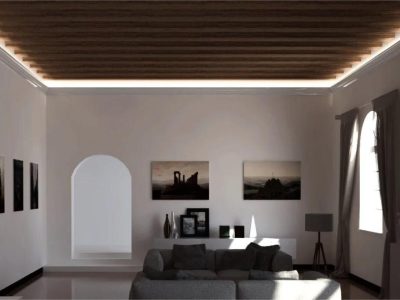 Illuminazione con la combinazione di strisce LED e profili LED angolari